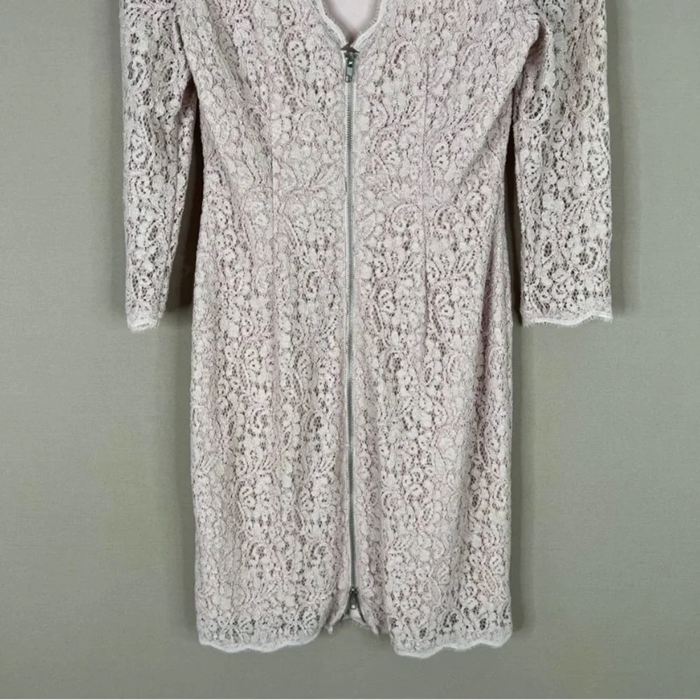 Adrianna Papell Evening Lace Dress with Exposed Back Zipper Pale Pink Size 6 - Picture 7 of 11